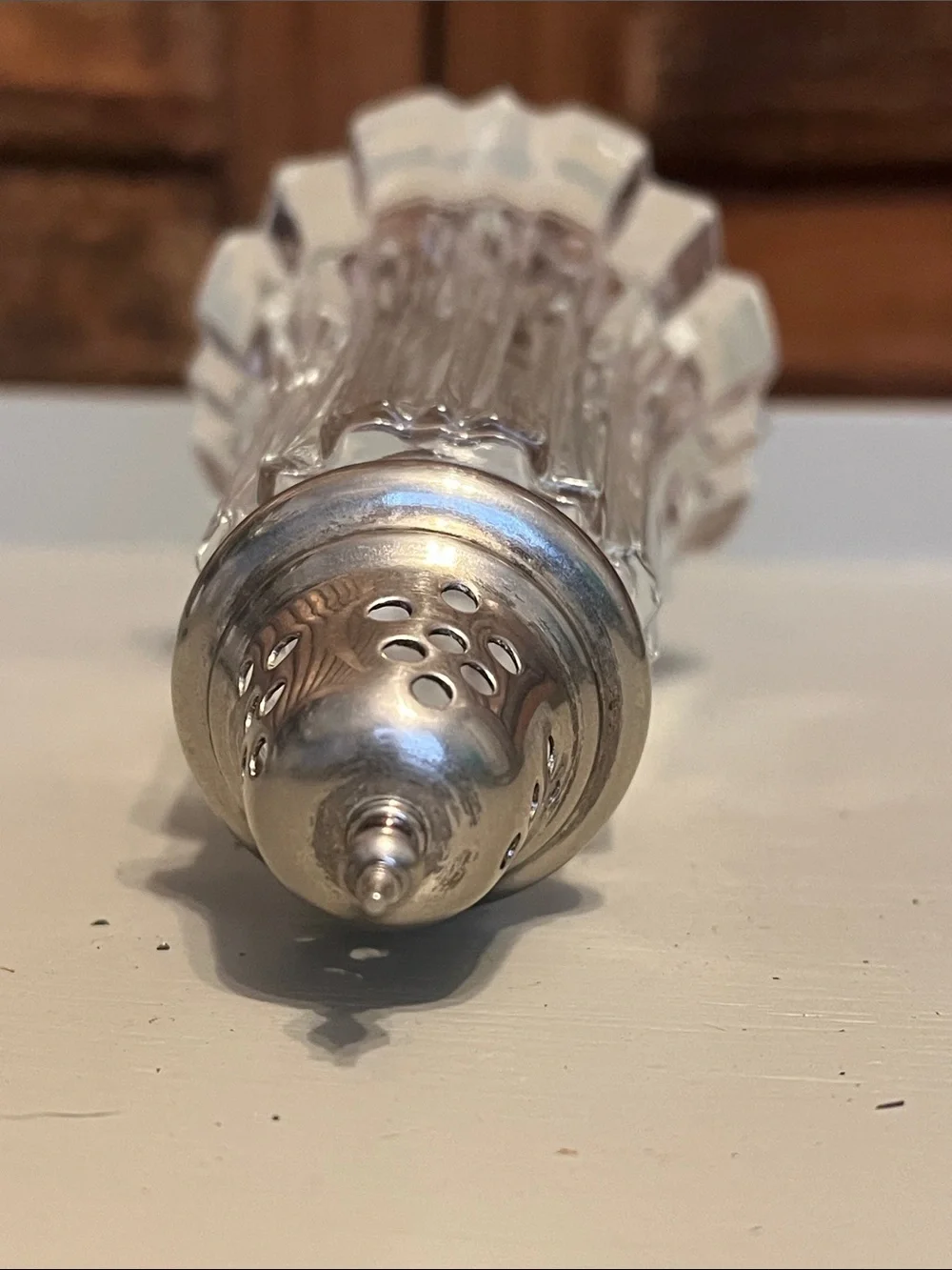 Large Clear Glass and Silver-Top Sugar Shaker - Home Dining Serveware